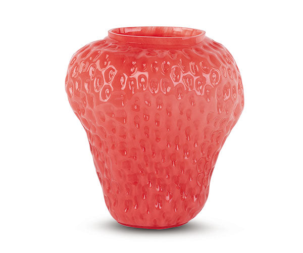 VASO IN VETRO FORMATO FRAGOLA ROSSA (24xh.27cm)