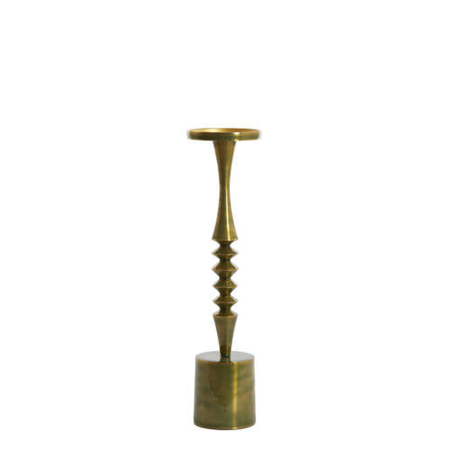 PORTACANDELE IN METALLO VERDE/ORO LUCIDO (Ø11x40 cm)