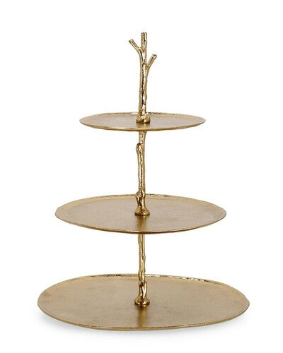ALZATA DECORATIVA A TRE LIVELLI IN METALLO ORO (35x31,5x45h)