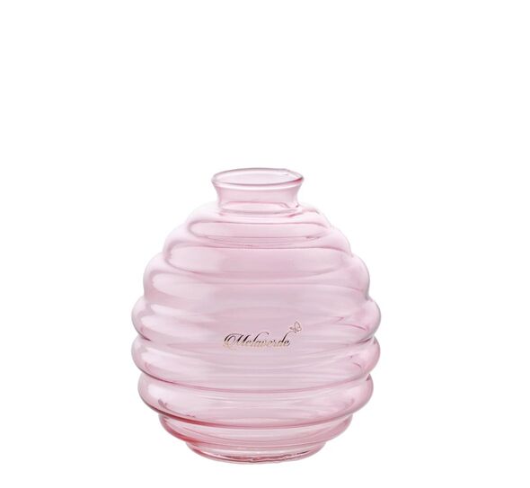 VASO NICOLE IN VETRO LUSTRO ROSA (h.17cm)