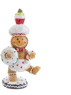 PUPAZZO BISCOTTO NATALIZIO CON CUPCAKE SUL CAPPELLO IN RESINA (8X5.5XH.16CM)