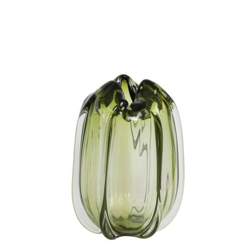 VASO MURELA IN VETRO VERDE OLIVA (Ø21x30cm)