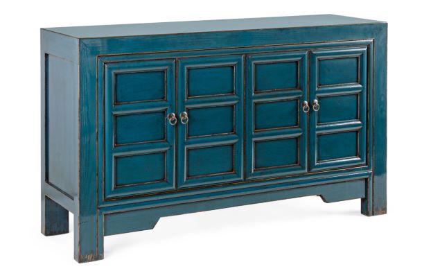 CREDENZA CON STRUTTURA IN LEGNO DI OLMO BLU CON 4 ANTE (133a - 40b - 82h)