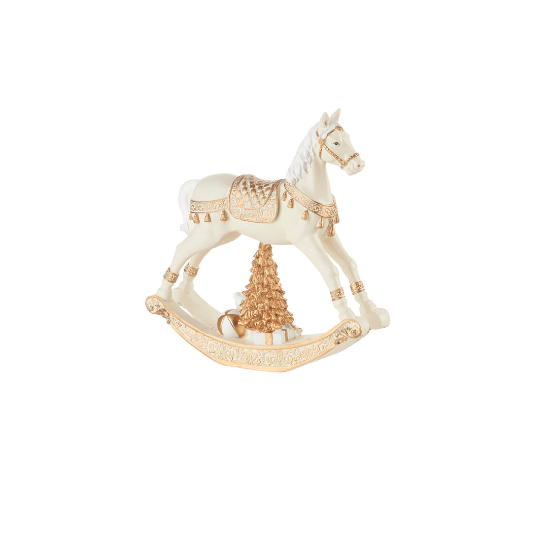 CAVALLO A DONDOLO BIANCO E ORO