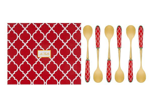 SET 6 CUCCHIANI CON DECORO NATALIZIO CON ASTUCCIO (15cm)