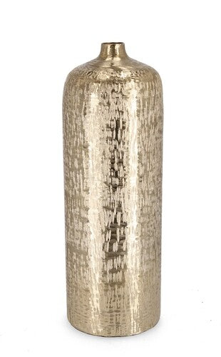 BOTTIGLIA DECORATIVA IN METALLO ORO (Ø18,5x54h)