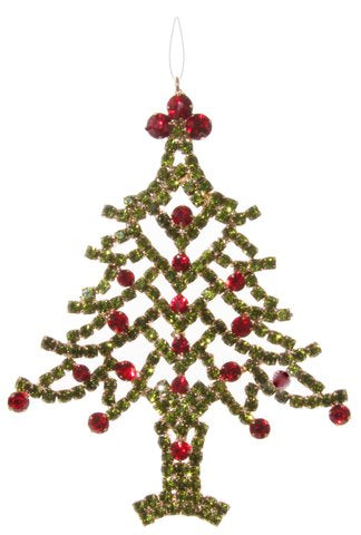 DECORAZIONE DA APPENDERE-ALBERELLO CON DIAMANTI VERDE E ROSSO