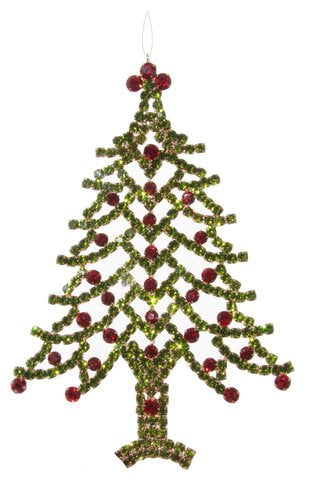 DECORAZIONE DA APPENDERE-ALBERELLO CON DIAMANTI VERDE E ROSSO LARGE