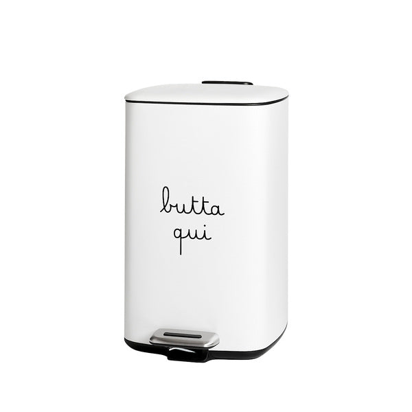 Pattumiera in metallo bianco