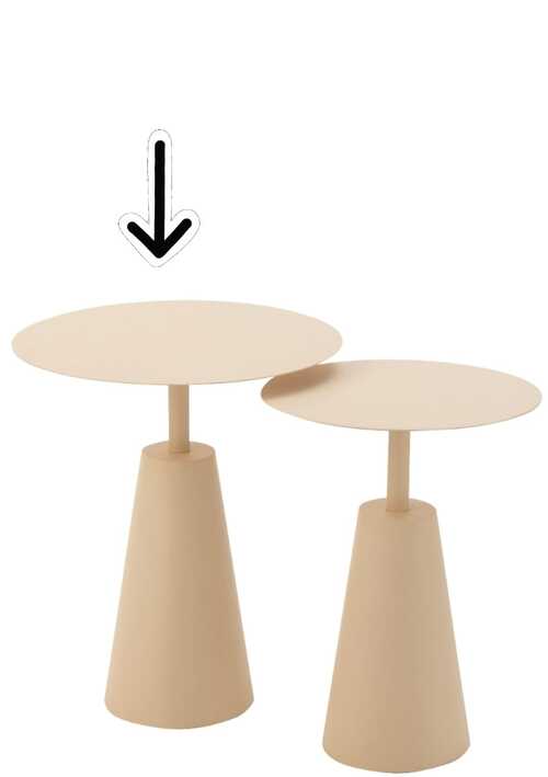 TAVOLO ROTONDO IN METALLO BEIGE LARGE