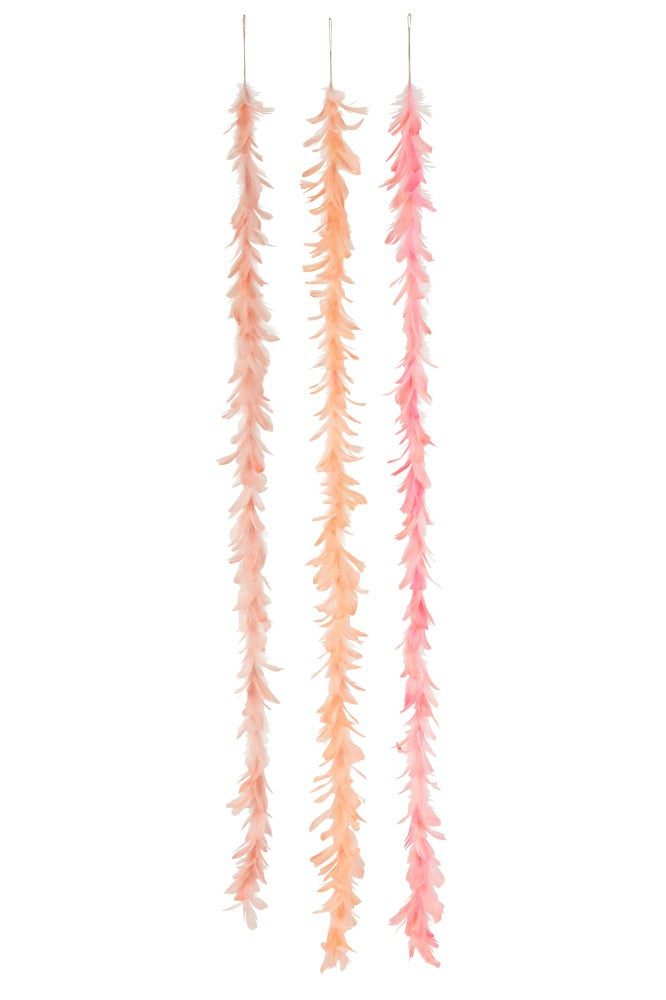 Ghirlanda Piume Rosa/Arancione Assortimento Di 3 10X10X164