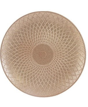 VASSOIO IN LEGNO ORO CON DECORO ROMBI E GLITTER ORO (DIAMETRO 30CM)