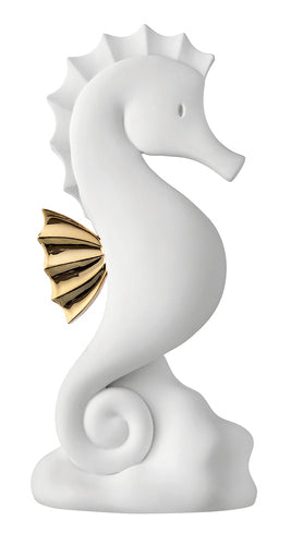 CAVALLUCCIO MARINO IN MARMORINO BIANCO/ORO (h.22cm)