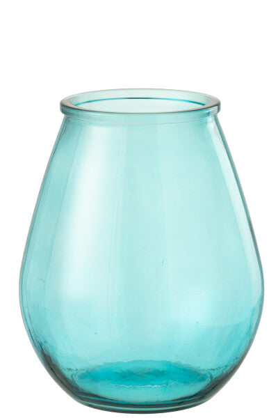 VASO PICCOLO OVALE IN VETRO VERDE ACQUA (29x29x35,5cm)