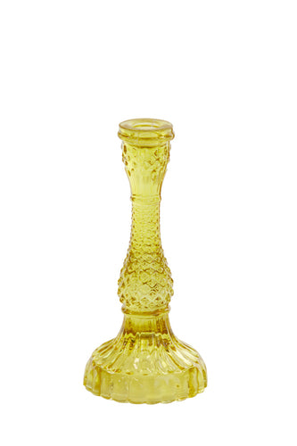 PORTACANDELE ROTONDO IN VETRO GIALLO (Ø10x22 cm)