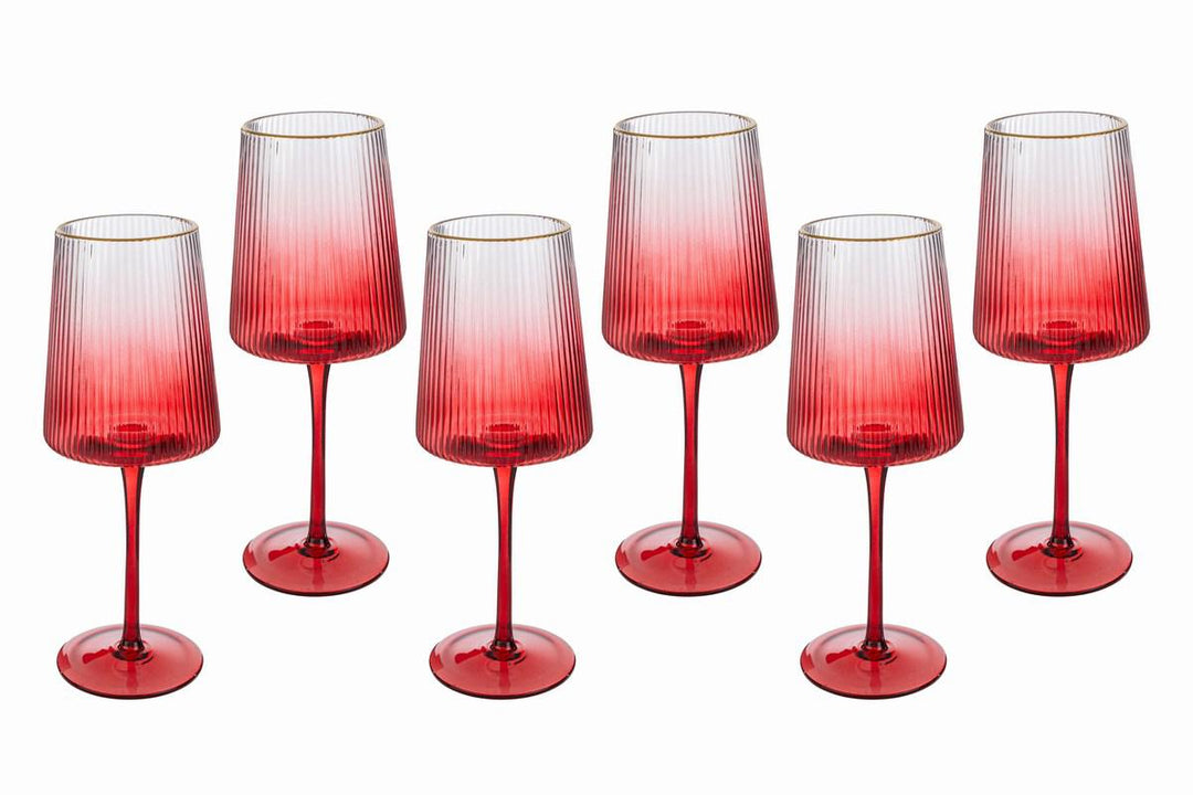 SET 6 PZ CALICE IN VETRO ROSSO