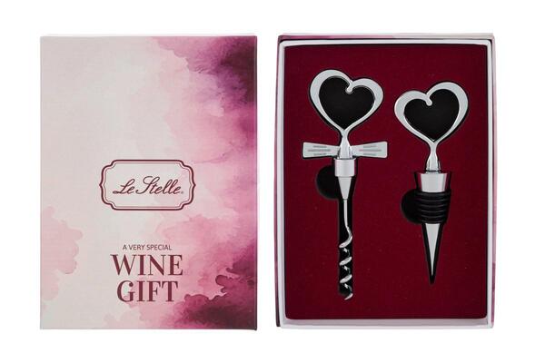 SET 2 PZ ACCESSORI VINO IN METALLO CON GIFT BOX SFUMATA ',A VERY SPECIAL WINE',
