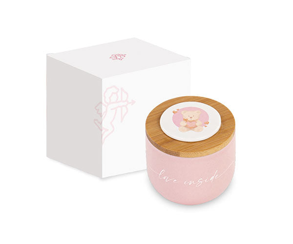 CANDELA BARATTOLO ROSA CON ORSETTO DIAM.(6XH.6CM)