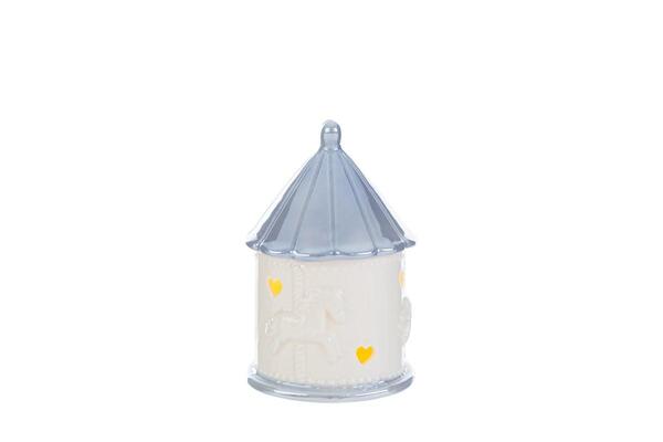 GIOSTRINA CON LED IN PORCELLANA CELESTE C/ASTUCCIO (8x8xh.12cm)
