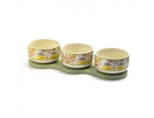 ANTIPASTIERA 3 CIOTOLINE IN CERAMICA LINEA TROPICAL (32,5x10x7cm)