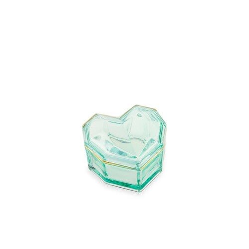 SCATOLA CUORE PICCOLA IN VETRO VERDE (8x8x4,7cm)