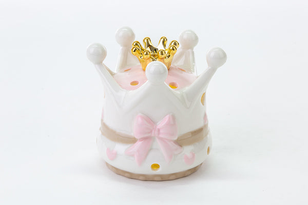CORONA LED PORCELLANA ROSA 10X9CM