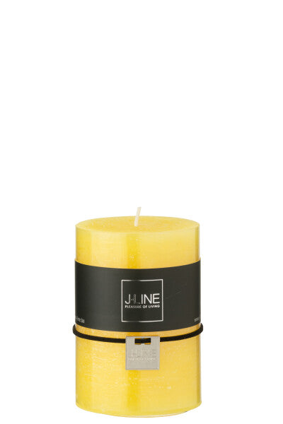 CANDELA CILINDRICA COLOR GIALLO -39 ore (7x7x10cm)