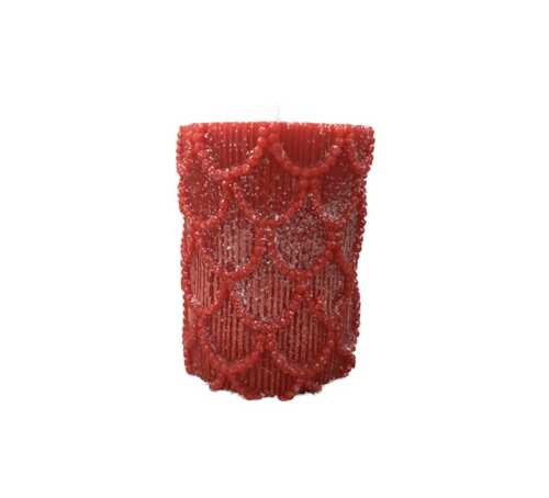 MOCCOLO PICCOLO GHIRLANDA ROSSO (diam.7cm- h.9cm)