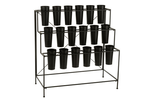 Espositore Fiori 18 Pezzi Nero Large In Metallo (95x46,5x100cm)