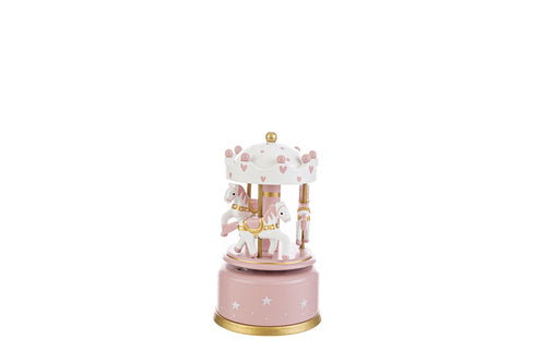 CARILLON GIOSTRINA ROSA IN LEGNO (7.5xh.13cm) CON SHOPPER