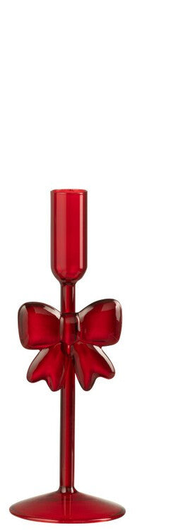 PORTACANDELE FIOCCO IN VETRO ROSSO SMALL