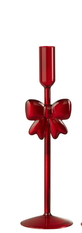 PORTACANDELE FIOCCO IN VETRO ROSSO GRANDE