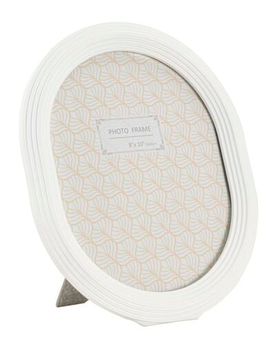 CORNICE OVALE IN PASTA DI CERAMICA BIANCA E VETRO (misura int. 20x25cm)