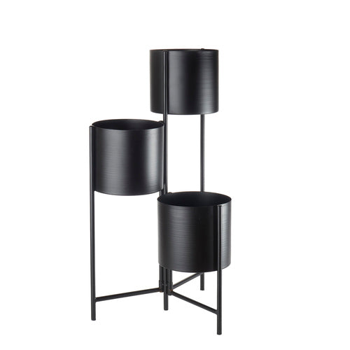 CACHE-POT 3 VASI IN METALLO NERO (23x22,5x75,5h) (vaso - vase Ø 20)