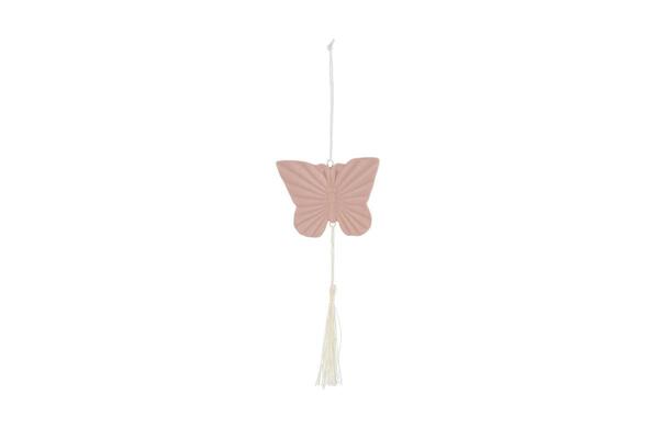 APPENDINO FARFALLA IN PORCELLANA ROSA CON NAPPINA (7,5x6x2cm)
