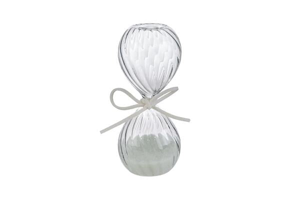 V.CLESSIDRA IN VETRO COLOR BIANCO C/ASTUCCIO (h.12cm)