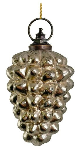 DECORAZIONE GRAPPOLO IN VETRO ARGENTO ANTICO