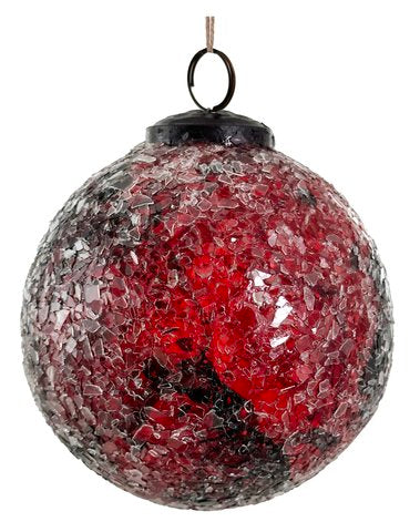 SFERA DI VETRO TRASPARENTE CON MOSAICO BORDEAUX EFFETTO GHIACCIO SMALL