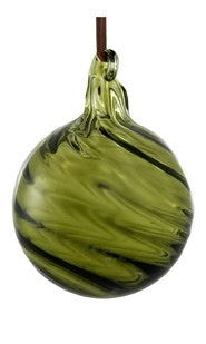 SFERA IN VETRO VERDE OLIVA STRIATA