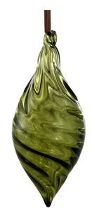 SFERA GOCCIA IN VETRO VERDE OLIVA STRIATA