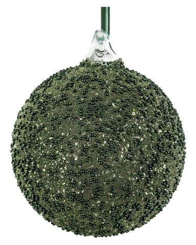 SFERA IN VETRO CON PERLINE VERDE SMALL