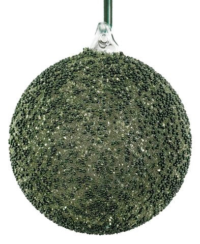 SFERA IN VETRO CON PERLINE VERDE LARGE