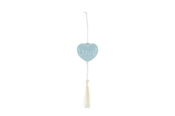 APPENDINO CON CALAMITA CUORE CELESTE CON SCRITTA LOVE E NAPPINA BIANCA (6x3cm)