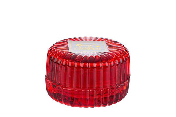 CANDELA IN SCATOLA DI VETRO ROSSA
