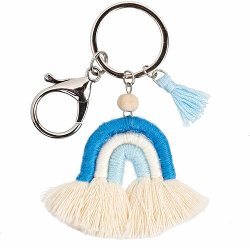 PORTACHIAVI ARCOBALENO AZZURRO IN TESSUTO CON BUSTA (h.6.5cm)