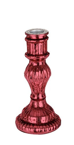 PORTACANDELA GLIMMER IN VETRO ROSSO LUCIDO (7.5X7.5X16.5cm)
