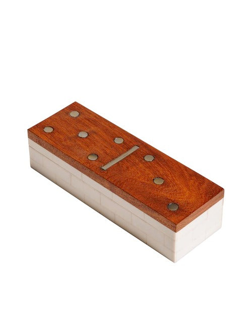 DECORAZIONE GIOCO DEL DOMINO IN LEGNO BIANCO/NATURALE (21xh.5cm)