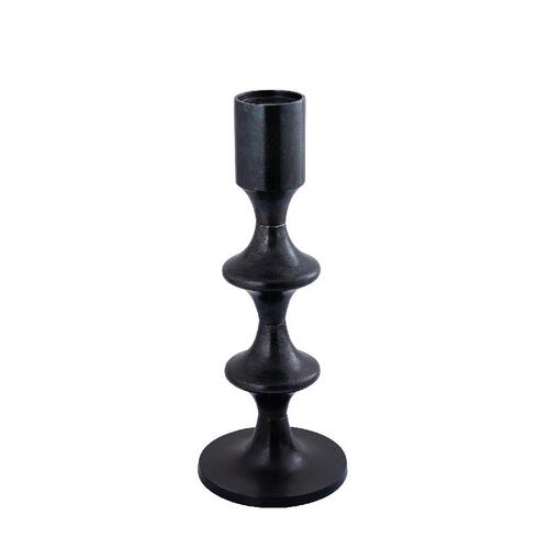 PORTACANDELE TONDO IN LAMIERA DI ALLUMINIO NERO (31x31x73cm)