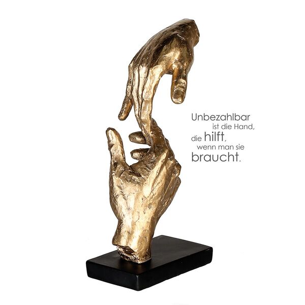SCULTURA 'IL SILENZIO' IN RESINA ORO CON BASE NERA (13x13x39cm)