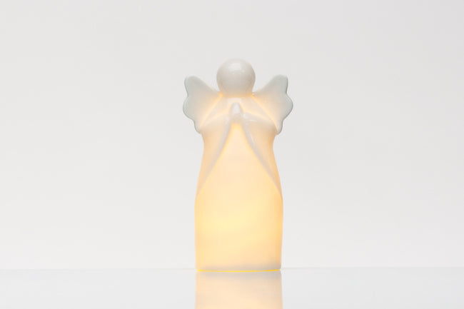 ANGELO IN PORCELLANA BIANCA CON LED (h.15,5cm)
